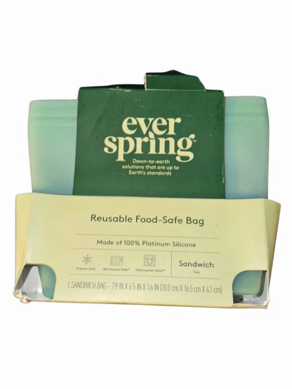 Everspring Reusable Food Safe Zip Sandwich Bag Freezer & Dishwasher Safe